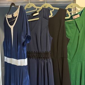 2 Blue, 1 Black, 1 Green knee length Dress
